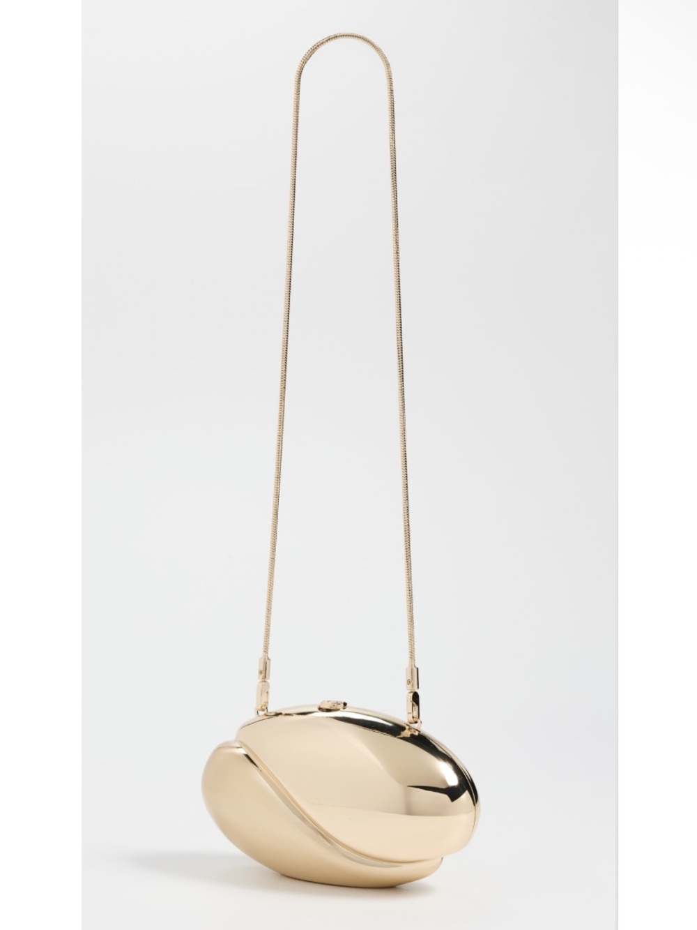 Simkhai Ameera Clutch Gold Structural Statement Round Oval Clutch Bag - Picture 4 of 10